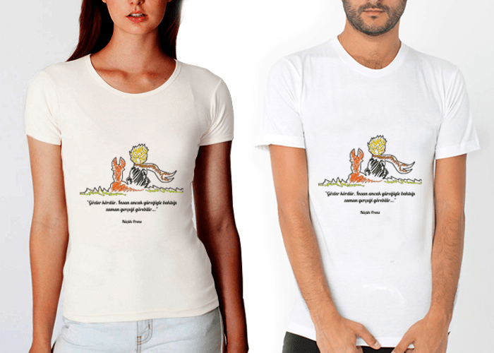 Cizim Efektli Kisiye Ozel Baskili Tisort Unisex Tisort