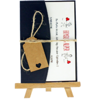 kartpostal - Açık Davetiye Zarfı - Kartpostal-Lacivert-  İpli, Kraft Etiketli