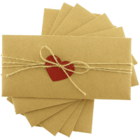 dikdörtgen - Kırmızı Kalpli & İpli Kraft