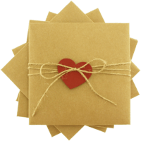 kare - Kırmızı Kalpli & İpli Kraft