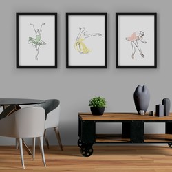 3 Çerçeveli Tablo Seti - Balerin