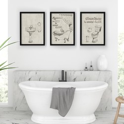 3 Çerçeveli Tablo Seti - Banyo Figürleri