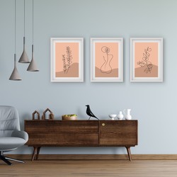 Çerçeveli Tablo Seti - Soyut Kadın figürü