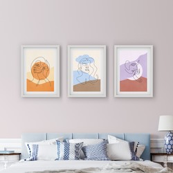 Çerçeveli Tablo Seti - Line Art Kadın figürü