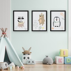 3 Çerçeveli Tablo Seti - Orman Hayvanları