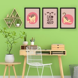 3 Çerçeveli Tablo Seti - Tüm İhtiyacınız Kediler