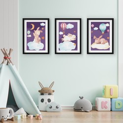 3 Çerçeveli Tablo Seti - Rüyamda ki Tavşan