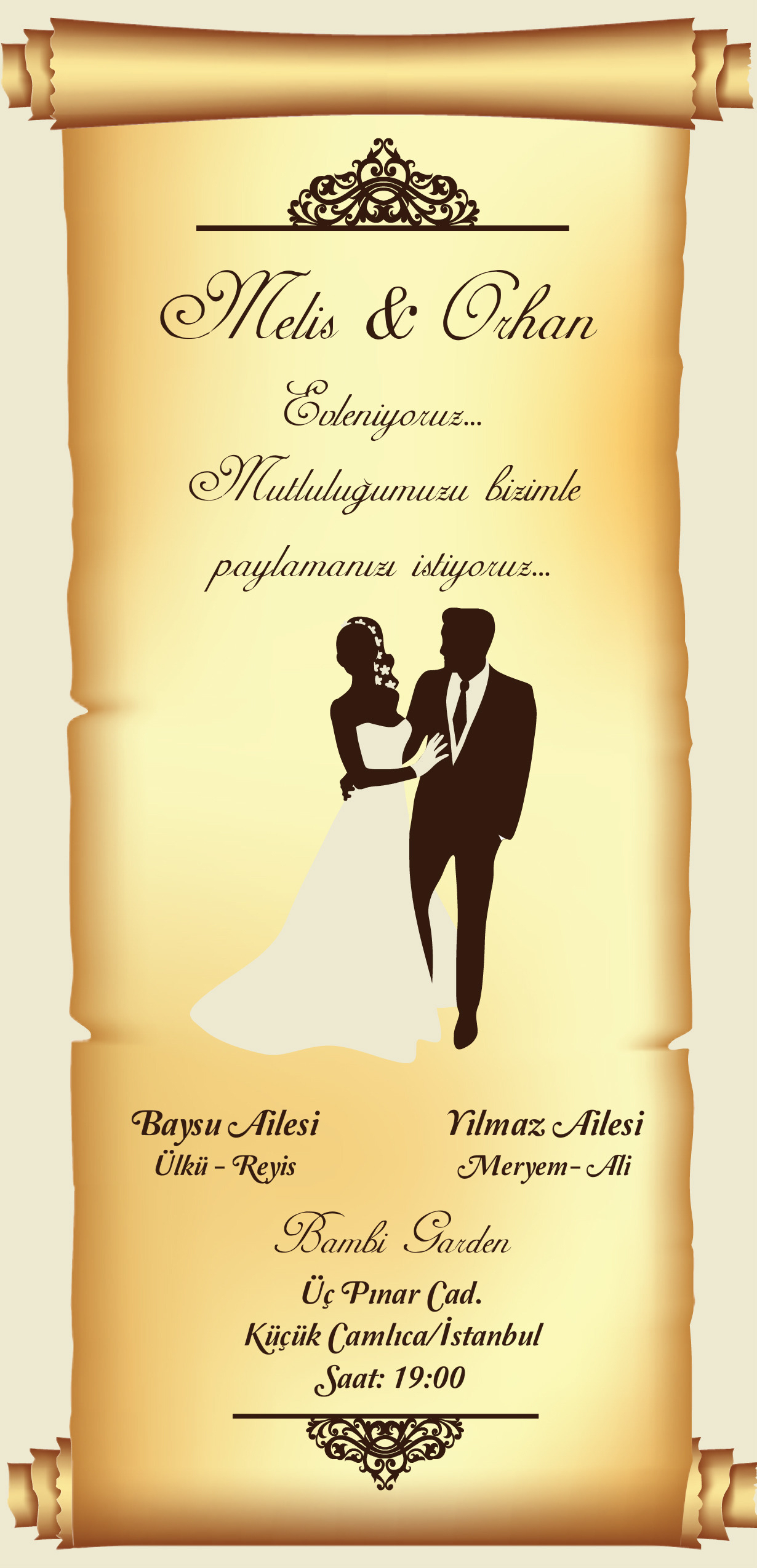 Mutluluk Fermanımız | Tuğralı Düğün Davetiyesi | Farklı Davetiye Modelleri