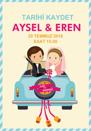 Tarihi Kaydet - Araba Temalı Davetiye