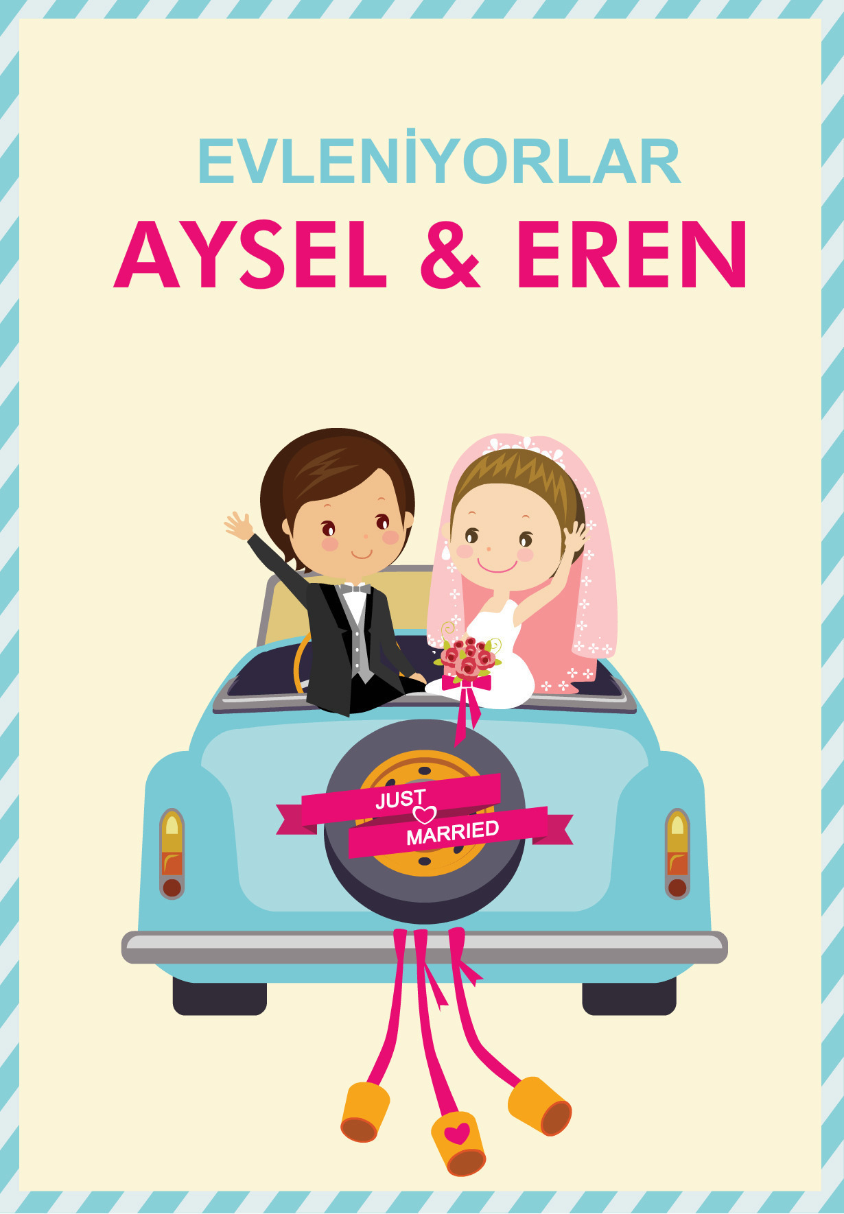 Tarihi Kaydet - Araba Temalı Davetiye | Özel Tasarım |Düğün Davetiyeleri